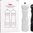 Wooden Pepper Mill Grinder Set, Salt & Pepper Mills, Shakers, & Sets, Grinder Set of 2 Wooden, Rubber Wood, Black and White