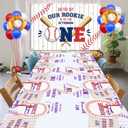 Baseball 1st Birthday Party Supplies for 40 Guests, Disposable Tableware Set includes Rookie of The Year Paper Plates, Tablecloths, Napkins and Forks for Boys Baby First Baseball Party Decorations