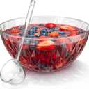 Premium Quality Plastic Punch Bowl with Ladle, 1.4 Gallon Diamond Texture Punch Bowl with Clear Plastic Serving Spoon 5.6 Quart Large Serving Dish for Parties, Holidays, and More