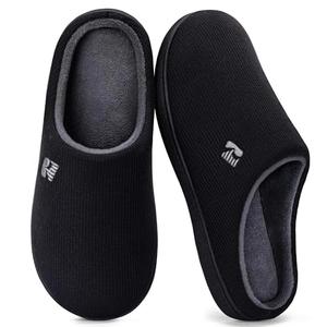 RockDove Men's Original Two-Tone Memory Foam Slipper, Size 10.5 US Men,Black/Grey