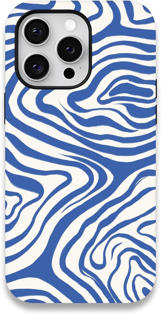 Zilkaifly for iPhone 13 Case,Aesthetic Blue Ocean Wavy Design Phone Case for Woman,Cute Trendy Summer Phone Cases for iPhone 13