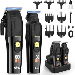 Ufree Professional Cordless Hair Clippers for Men, Barber Clippers & Trimmers Set with Storage Stand, Electric Shaver, Complete Hair Cutting Kit, Gifts for Men