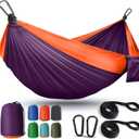 Camping Hammock Lightweight, Portable Hammocks Parachute Hammock with Two Tree Straps, Single or Double Travel Swing Nylon Camp Hammocks, Outdoor Essentials for Beach Backpacking Hiking, Orange
