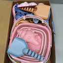 Dreamon Beach Toys Set for Kids 3-10, Collapsible Sand Buckets with Beach Molds and Mesh Bag, 3 Pack Shovels Set Sand Toys for Beach, Sandbox Travel Toys for Toddlers Kids