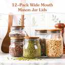 12-Pack Wide Mouth Mason Jar Lids - 3.3inch Acacia Wood Tops with Airtight Silicone Seal, Storage Canning Jar Lids, Reusable & Dishwasher Safe