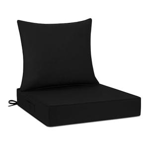 Cozyide Outdoor Chair Cushions 26x26, Washable Patio Furniture Cushions with Removable Cover, Waterproof Outdoor Deep Seat Cushion Set with Non-Slip Ties and Handle, Black