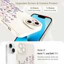 Designed for iPhone 13 Case, Cute Flower Floral Pattern Design, Slim Soft TPU Liquid Silicone Protective Cover for Women Girls - White