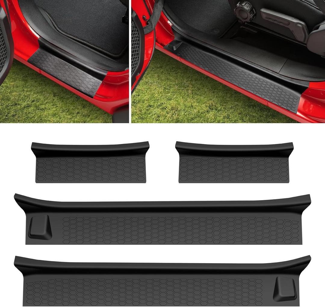 Door Sill Guards Kit Fit for 2018-2025 Jeep Wrangler JL Unlimited, Door Sill Protector for 2020-2025 Jeep Gladiator, Entry Guard Protector for 2024 Wrangler JLU&Gladiator JT 4 Door Accessories