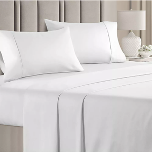 CGK 100% Organic Cotton Sheets Queen Size Bed Set, Deep Pocket Queen Sheet set, 300 Thread Count Cotton Bed Sheets, Naturally Cool Soft Breathable No Pill Elasticated Luxury White Bedding For All Seasons