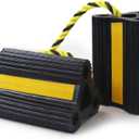Wheel Chocks for Trailers RVs camper Trucks and Small Aircraft wheel chock, Wheel Chocks Block with 3 Reflective Strips ,Versatile Heavy Duty Solid Rubber Wheel Immobilizers & Chocks[1 Pair 2 Pack]