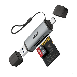 acer SD Card Reader USB C, Dual Slots USB 3.0 Type C to Micro SD Card Adapter, Memory Card Reader for MicroSD, SDHC, SDXC, Compatible with Laptop, PC, iPhone16/15, MacBook Pro/Air, iPad Pro, Android