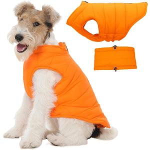 LeleTail Medium Dog Jacket with Zipper, Hunter Orange Dog Coats for Medium Dogs, Warm Waterproof Winter Snow Puffer Vest for French Bulldog, Boston Terrier, Cocker, Beagle, Orange M