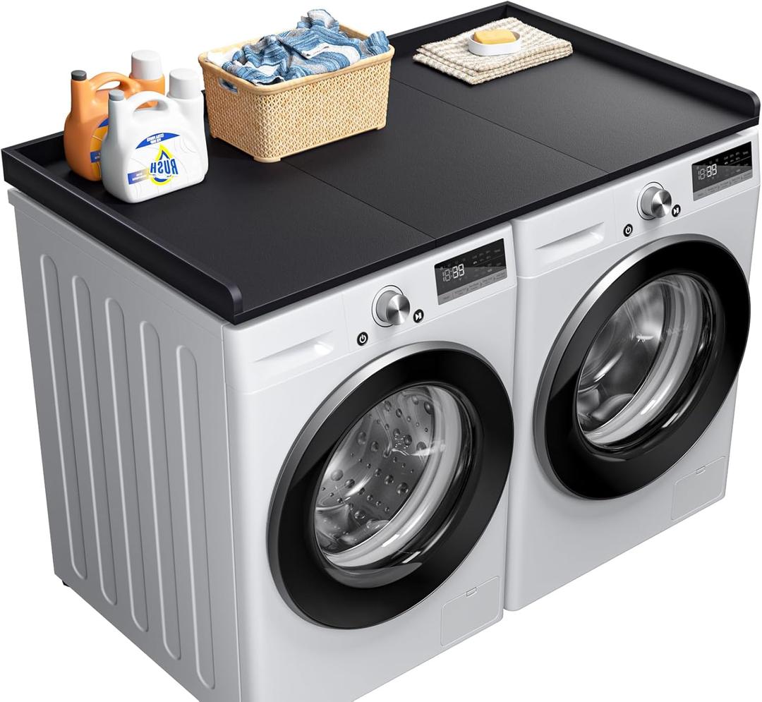 Ulif Washer Dryer Countertop, Washer and Dryer Countertop Table with Non-Slip Pads for Laundry Organization, 27.5" D x 54" W x 2.6" H, Splicing Style Black