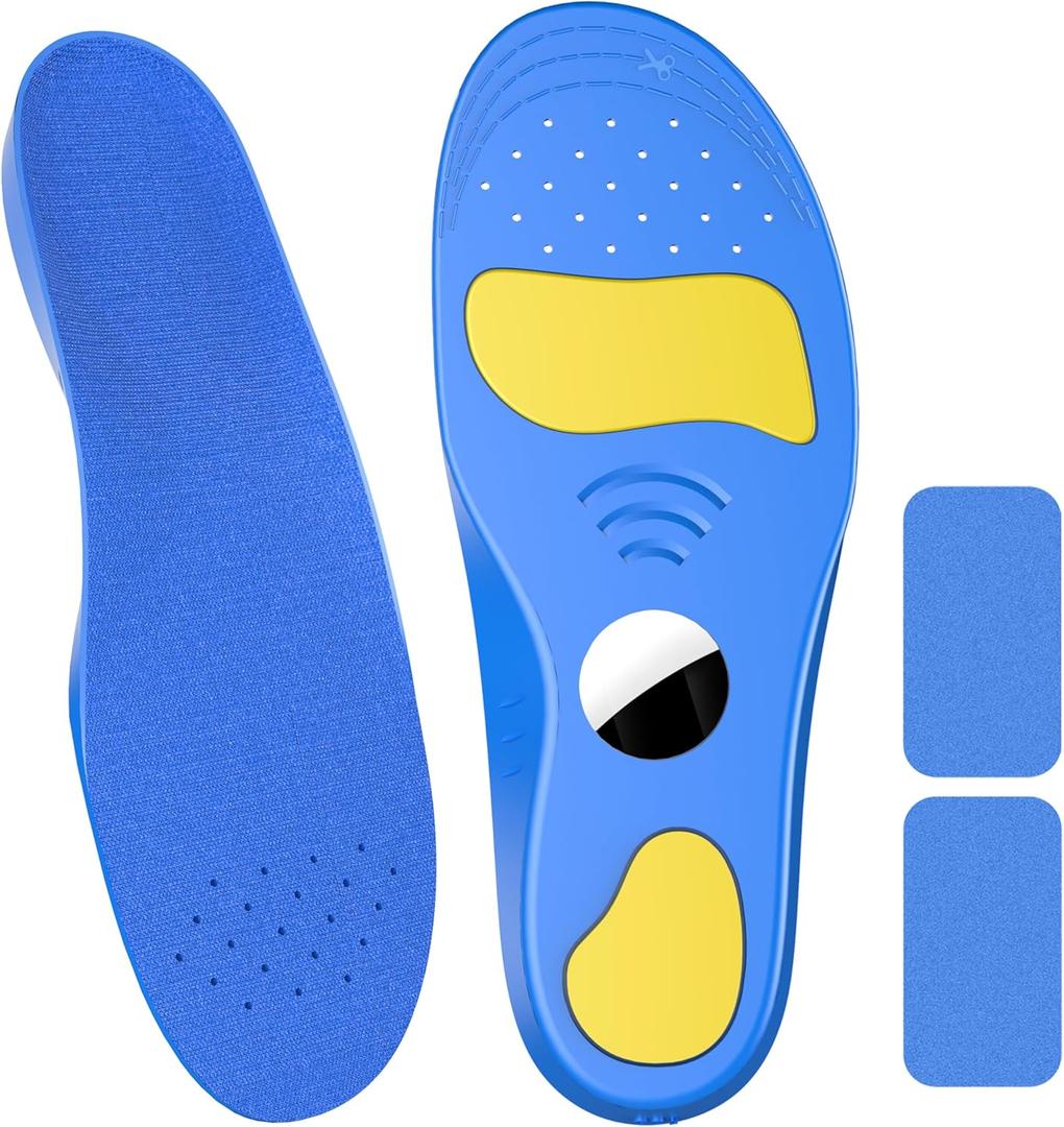 RFUNGUANGO Airtag Shoe Insert Kids, Insoles for Airtag Hidden Holder, Tracker Devise Case for Kids, Comfortable Inserts for Shoes, Upgraded Insole (Blue, 9.25-9.84IN Men 5.5/W's 7.5-M's7/W's 9)