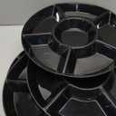 greenandlife 4 Pcs 12.4" Large Divided Serving Trays for Party Supplies, 6 Compartments Round Plastic Platters for Serving Food, Unbreakable Reusable Trays for Snack, Veggie, Fruit, Candy, Black