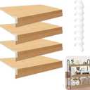 4 Pcs Foamed PVC Wire Shelf Liner/Cover, Waterproof Wire Rack Shelving Mat for Closet, Pantry, Kitchen, Bathroom Cabinet Organization, 24x12inch, 0.31inch Thick (Faux Wood)