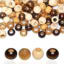 20mm Brown Wooden Macrame Beads - Hole 10mm - 30 Pieces Quality Large Hole Wood Beads for Macrame Projects/Garlands, Set of 2