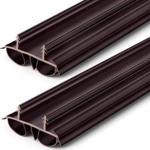 Pushglossy 2 Pcs 36" Double Bubble Kerf Door Sweep 1-3/4" Wide Vinyl Weatherstrip Seal for Exterior Doors, Energy Efficient Draft Stopper, Easy Slide in Installation, Blocks Dust/insects/noise (Brown)