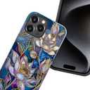 Case for iPhone 16 Pro,Stained Glass Lotus Flowers Gold Purple Phone Case Military-Grade Drop Protection Cover for Women Girl - Glossy