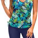 Yonique Women Two Piece Tankini Swimsuits with Shorts Athletic Bathing Suit with Swim Shorts Racerback Swimwear (M)