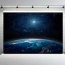 7x5ft Fabric Outer Space Backdrop The Planet Earth View from Space Blue Starry Sky Lone Star Background Universe Milky Way Backdrop for Space Theme Party Decorations Photo Props