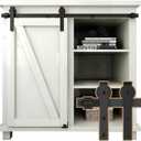 3FT Super Mini Sliding Barn Door Hardware Kit for Single Door TV Stands Small Cabinets, J-Shaped Hanger (No Cabinet)