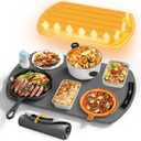 Food Warming Mat, Electric Warming Tray for Buffets & Parties, Silicone Heating Mat for Food with 9 Temperature Settings, Roll-Up Storage, 25.8"x15.6", Grey (Gray)