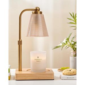 Candle Warmer Lamp - Electric Candle Warmer with Timer, Adjustable Height & Brightness, 2 Replacement Bulbs,  Perfect for Jar Candles, Kitchen, Living Room, Bedroom (Gold)