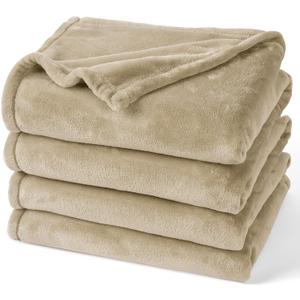 PHF Ultra Soft Fleece Blanket Queen Size, Cozy 300gsm Lightweight Bed Blanket, No Shed No Pilling, Plush Anti-Stati Microfiber, Room Home Decor Gifts for Women and Men, 90" x 90", Khaki