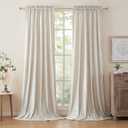 Ivory Velvet Curtains 84 inches for Living Room Luxury Room Darkening Curtain Cream White Elegant Bedroom Thermal Insulated Modern Heavy Thick Soft Soundproof Rod Pocket Window Drapes Set of 2 Panels
