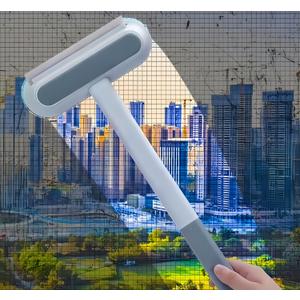 Mesh Screen Cleaner 4 in1, Wet and Dry Dual-Use Window Screen Cleaning Brush, Multi Window Cleaner Tools Window Glass Net Cleaner Squeegee, Groove Brush, Pet Hair Cleaner