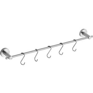 22 Inch Kitchen Utensil Hanger with 5 Hooks, Stainless Steel Wall Mounted Rail Rack for Bathroom, Bedroom (Brushed) YIGUANXIN