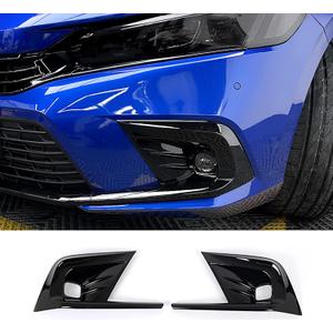 Car Accessories Fit For Honda Civic 11th Gen 2022 2023 2024 Front Fog Light Lamp Cover Trim (Black) ABS 2 PCS
