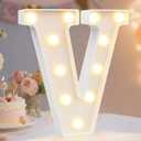 Pooqla LED Marquee Letter Lights Sign, Light Up Alphabet Letter for Home Party Wedding Decoration V