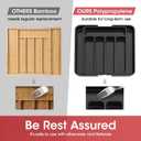 Aujen Silverware Organizer - Expandable Kitchen Drawer Organizer, Adjustable Utensil Organizer, Cutlery Tray for Forks, Knives, Multipurpose Kitchen Organizers and Storage Solution, Black, Medium
