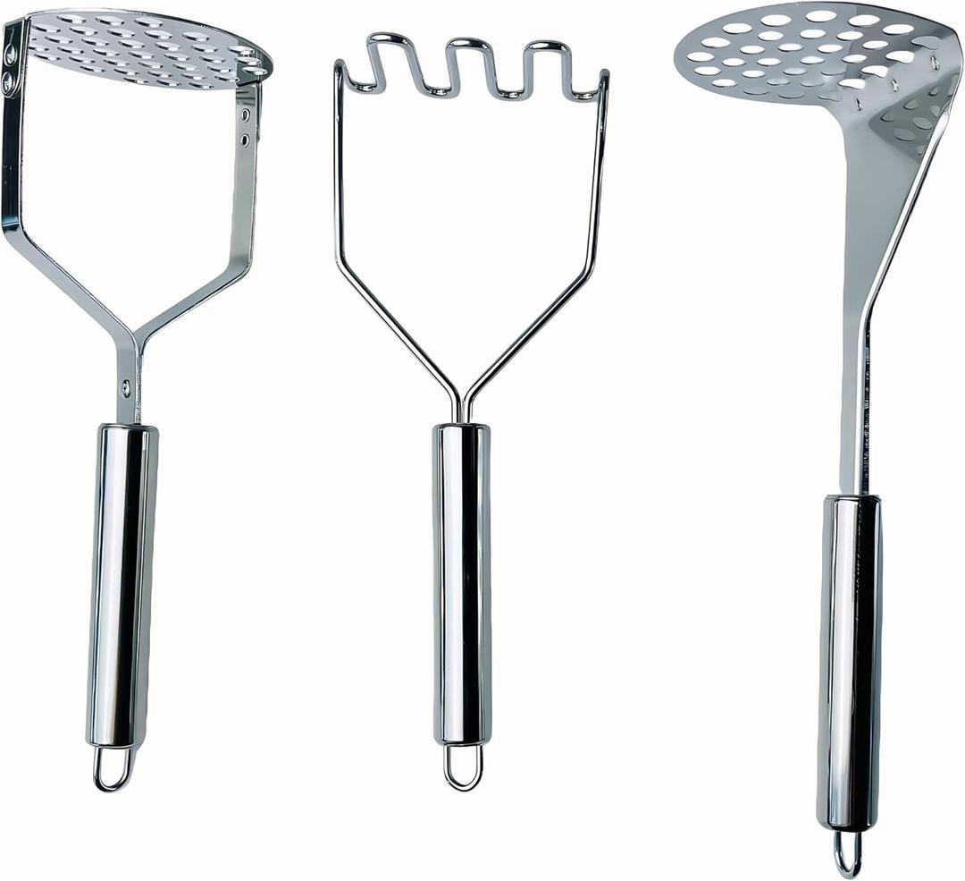 3 PCS Potato Masher Stainless Steel,Bean Smasher,Food Fruit Egg Masher Metal,Masher Kitchen Tool