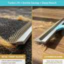 Carpet Rake for Pet Hair Removal: DELOMO Carpet Scraper Broom with 54 Adjustable Long Handle, Dual-Sided, Metal + Short Silicone for Carpets & Rugs, Extended Silicone for Shag Rugs & Hard Floors
