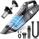 Handheld Vacuum Cordless, 15000PA Strong Suction Hand Held Car Vacuum Cleaner Portable with Multi-Nozzles & Washable Filter, Lightweight Dust Busters Rechargeable for Home, Car, Office, Pets (Black & Silver)