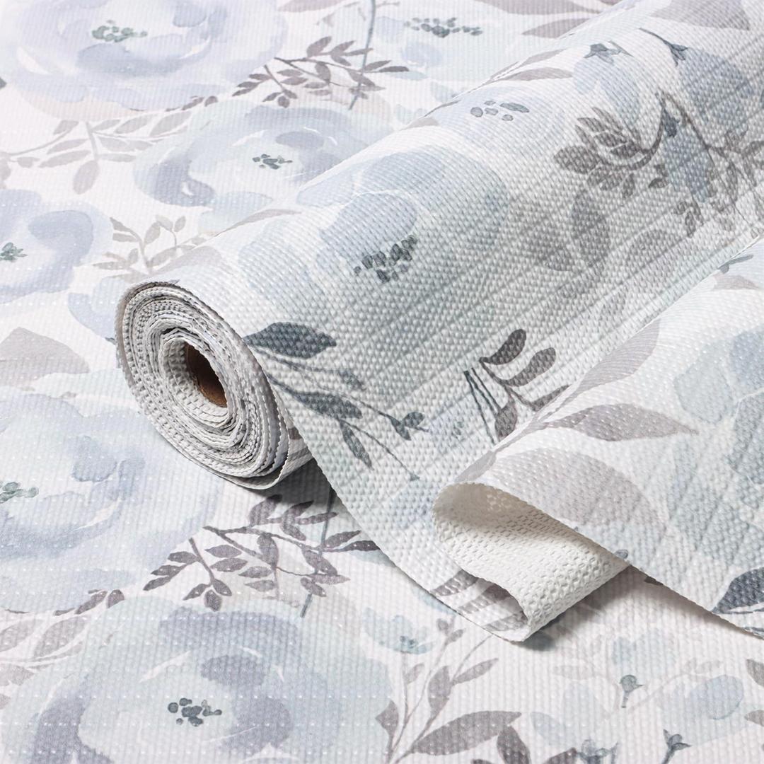 Blue Peony Shelf and Drawer Liner for Kitchen,Non-Adhesive and Strong Non-Slip Floral Cabinet Drawer Liners for Kitchen Shelf, Waterproof Cupboard Liners,Easy to Clean, 12"W x 118.1"L, Blue Peony Floral