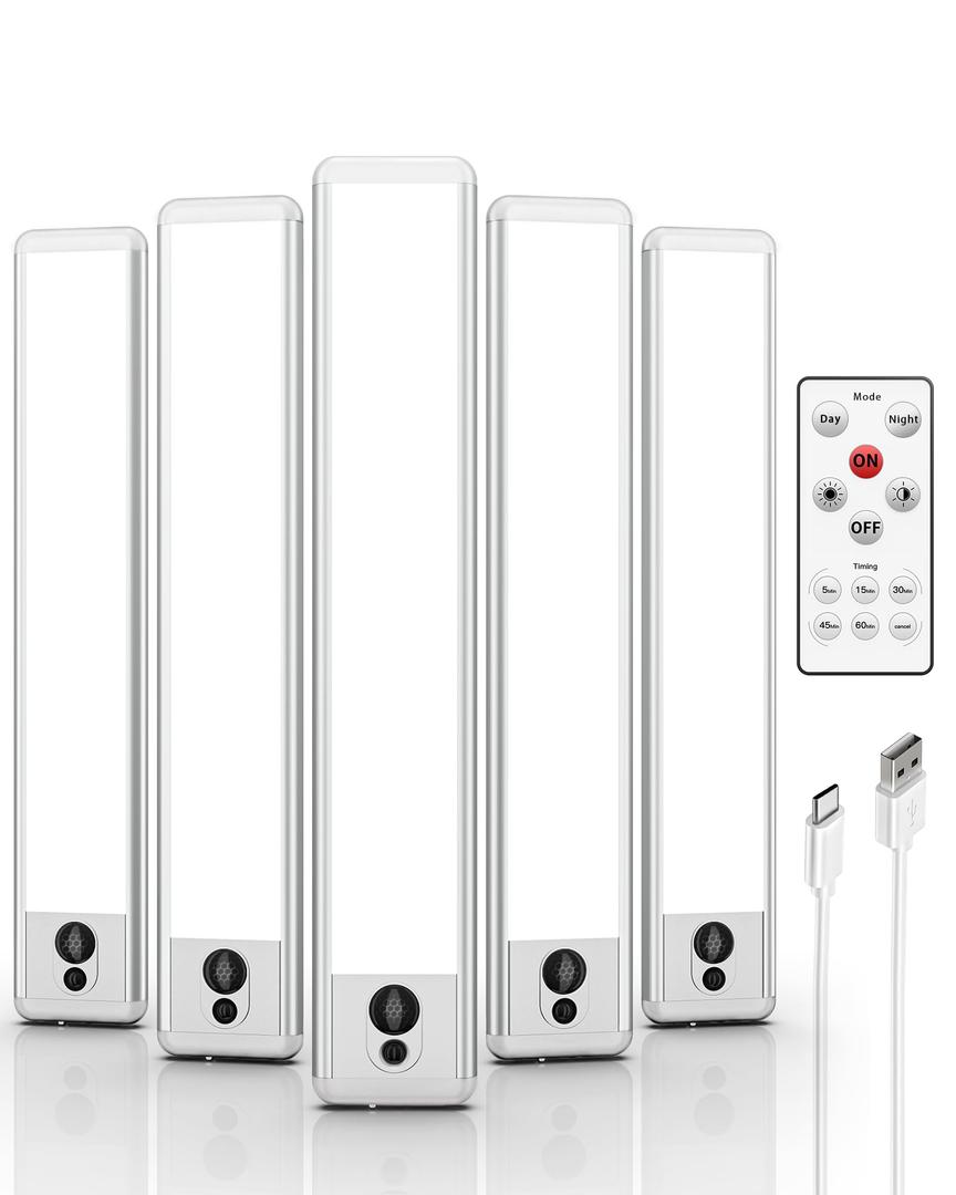 EZVALO Under Cabinet Lights, LED Closet Lights Wireless USB Charging, Motion Sensor Lighting Indoor 5700K Dimmable 3 Pack