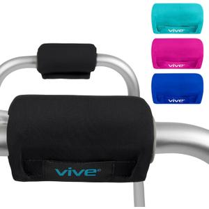 Vive Walker Handle Cushions - Padded Hand Covers - Soft Cushion Padding Medical for Folding Rolling Wheelchair, Rollator Handle, Senior, Elderly Grippers - Crutch Handle Pad Grips - Mobility Aid (Black)