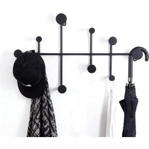 Coat Rack Wall Mount, Metal Wall Hanger with 10 Hooks for Coats, Hats, Keys, Bags, Modern Coat Hooks Wall-Mounted for Living Room, Bedroom, Entryway, Bathroom, Kitchen (Black)