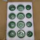 Vintage Ribbed Green Glass Candle Holders Set of 12, 3 Assorted Sizes for Pillar, Tealight & Votive Holders, Elegant Glass Candlestick Holders for Table Centerpiece Wedding Christmas Decor