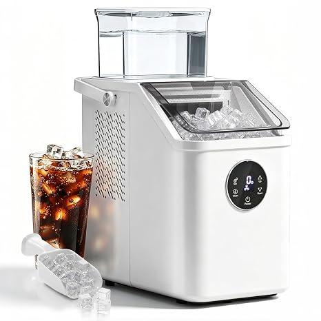 Electactic Countertop Ice Cube Maker, 12Pcs Ready in 13 Mins, 26Lbs/Day | Adjust 13 Ice Thickness, Soild and Hard Square Ice, Melt Slow, 24H-Timer, Portable Self-Cleaning, Compact Unit with Handle