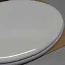 MAYFAIR 844CP 000 Edgewater Toilet Seat with Chrome Hinges will Never Come Loose, ROUND, Durable Enameled Wood, White
