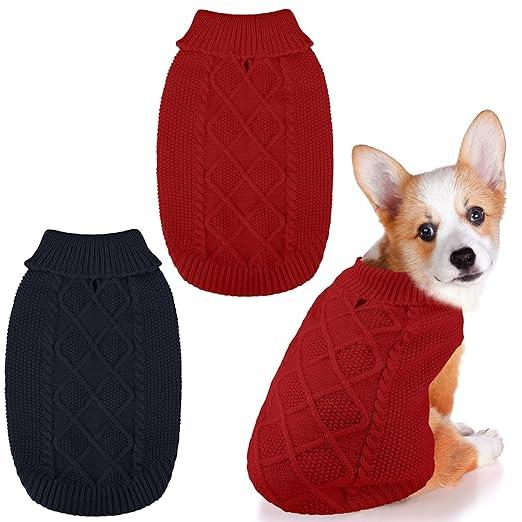 Pedgot Dog Sweater 2 Pcs Red and Navy, M