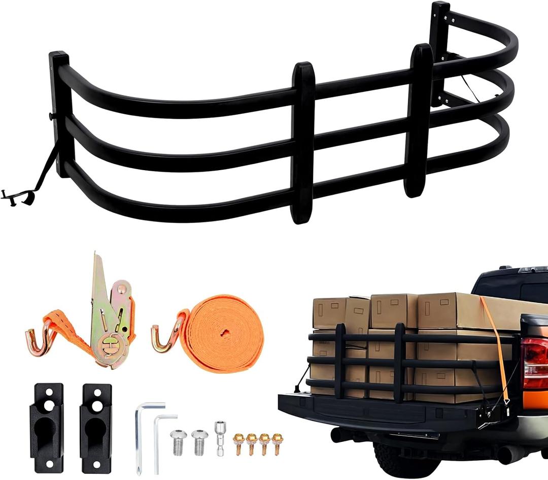 Truck Bed Extender, Bilateral Retractable Tailgate Extender, Aluminum Adjustable Size 52"-62.6"L x 23"-26.7"W x 18"H, Fits Chevy Silverado & GMC Sierra, Ford F-Series, Dodge Ram, Tundra, Nissan Titan