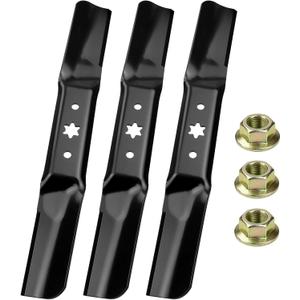 3 Pack 942-05056A Mower Blades with Nuts Replaces 942-05056, 742-05056A, 942-01054-H, 94201054H for Cub Cadet MTD Troy-Bilt Craftsman 54 Inch XT1 XT2 RZT L54 ZT1-54 ZT2-54 RZT 54 Tractors