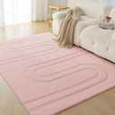 Amazon Basics Indoor Area Rugs, Soft-Touch Washable Home Decor Carpet for Living Room Bedroom, 9' L × 6' W, Modern Pink