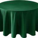 Biscaynebay Textured Fabric Round Christmas Table Cloths 108", Hunter Green Water Resistant Folding Table Covers for Dining, Kitchen, Wedding, Parties etc. Machine Washable